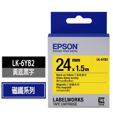 愛普生EPSON LK-6YB2黃底黑字標籤帶