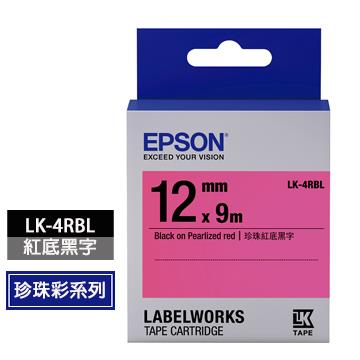 愛普生EPSON LK-4RBL紅底黑字標籤帶
