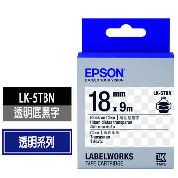 EPSON LK-5TBN透明底黑字標籤帶
