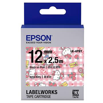 愛普生EPSON Kitty系列 粉紅底黑字標籤帶
