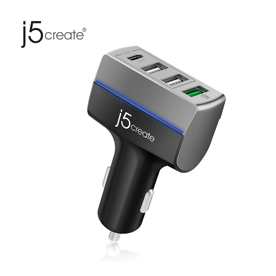j5create QC3.0車用4埠USB快速充電器