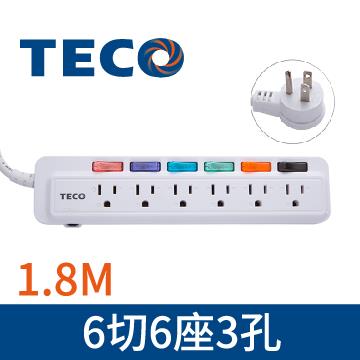 東元6切6座3孔1.8M延長線