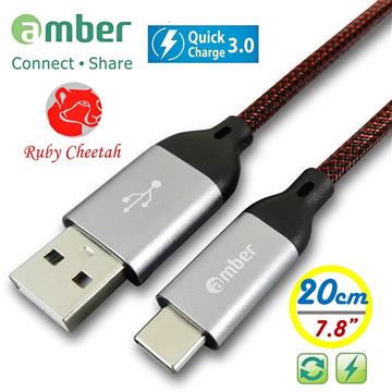 amber Type C 傳輸充電線0.2M-銀 - 主要圖片