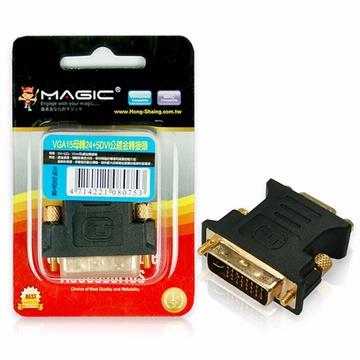 MAGIC VGA15母轉24+5DVI公轉接頭-鍍金