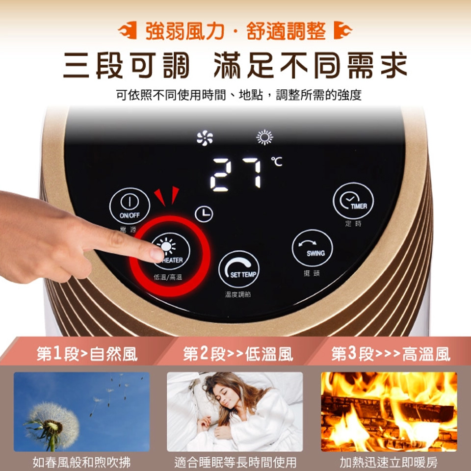 松井 PTC陶瓷溫控立式暖氣機(附遙控器) - 細節圖 3