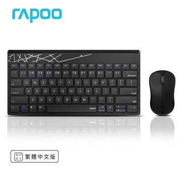 雷柏Rapoo 8000T 一對三藍牙+2.4G無線鍵鼠組 黑