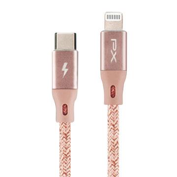 大通PX USB-C to Lightning充電線 25cm-粉