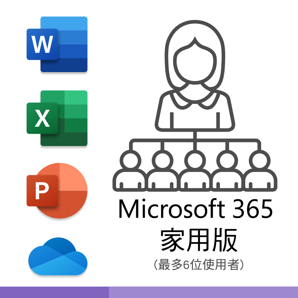 微軟Microsoft 365 家庭版一年盒裝 PKC無光碟