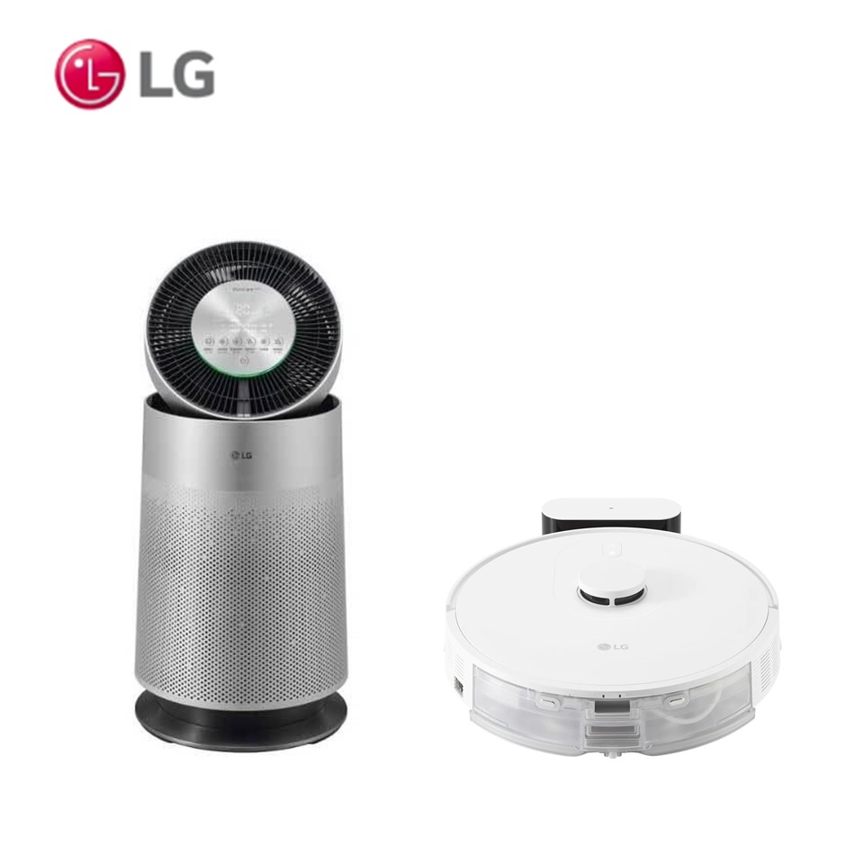 【組合】LG 360度單層空氣清淨機 寵物功能版+LG CordZero&#8482; R5 濕拖清潔機器人