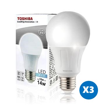 【3入組】東芝TOSHIBA 14W LED燈泡-白光