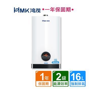 HMK 鴻茂智能恆溫強排瓦斯熱水器16L