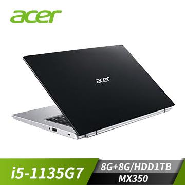 【改裝機】宏碁 ACER Aspire 5 筆記型電腦 14"(i5-1135G7/8G+8G/1T/MX350/W10)黑(記憶體升級版)