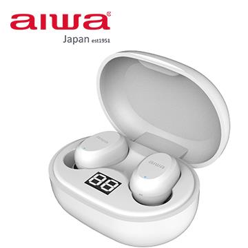 aiwa 真無線電量顯示藍牙耳機-白