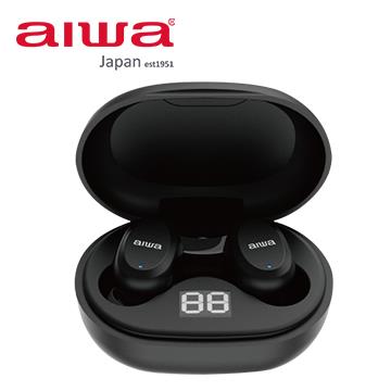 aiwa 真無線電量顯示藍牙耳機-黑