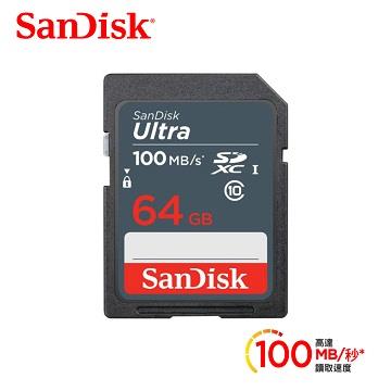 SanDisk晟碟 Ultra SD 64G C10記憶卡100Mb/s