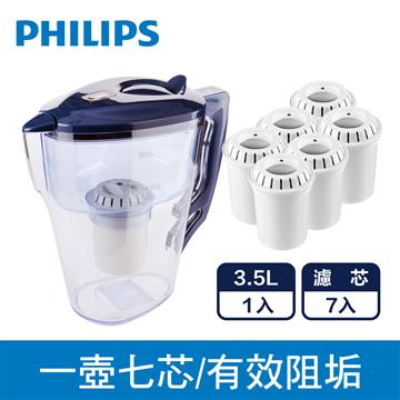 飛浦利超濾計時器濾水壺+三入濾心組*2