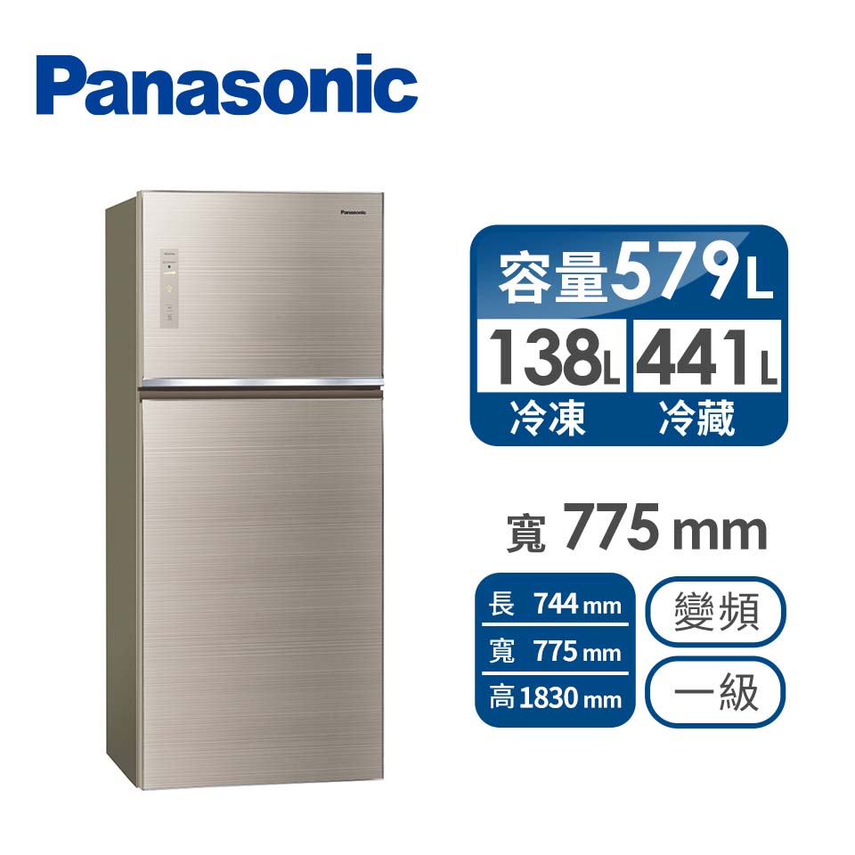 Panasonic 579公升玻璃雙門變頻冰箱