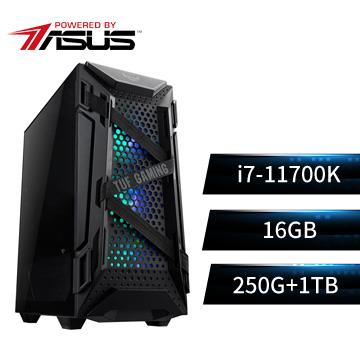 PBA華碩平台[虎天騎士]i7八核效能SSD電腦(i7-11700K/Z590/16G/250G+1T)