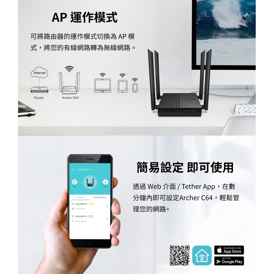 TP-Link Archer C64 無線MU-MIMO 路由器 - 細節圖 4