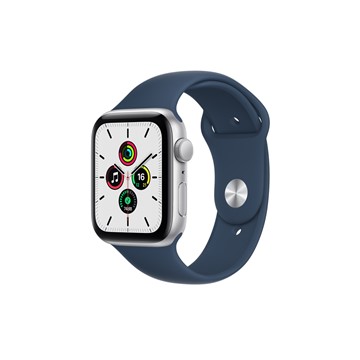 Apple Watch SE GPS 44mm｜銀色鋁金屬錶殼｜深邃藍色運動型錶帶