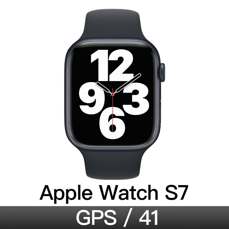 Apple Watch S7 GPS 41mm｜午夜色鋁金屬錶殼｜午夜色運動型錶帶