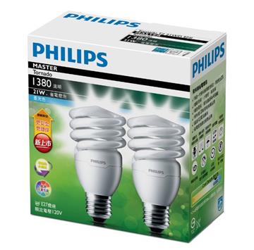 飛利浦新型 21W 螺旋省電燈泡-晝光色(2入)