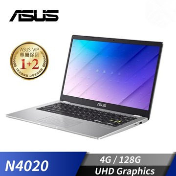(福利品)華碩 ASUS E410 筆記型電腦 14" (N4020/4GB/128GB/UHD/W10)夢幻白