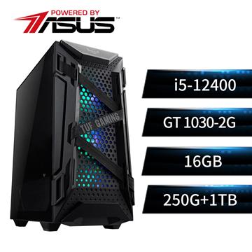 華碩平台[虎躍騎士]i5六核獨顯SSD電腦(i5-12400/B660M/16G/GT1030/250G+1T)