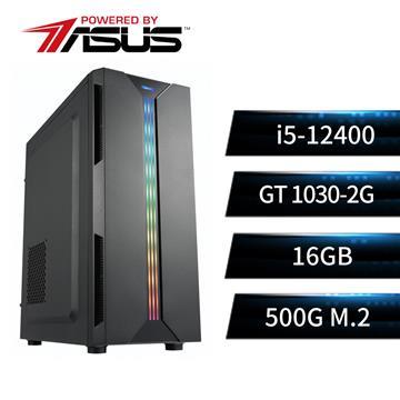 華碩平台[天狂勇士]i5六核獨顯SSD電腦(i5-12400/B660M/16G/GT1030/500G)