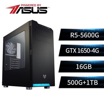 華碩平台[破鋒劍士]R5六核獨顯SSD電腦(R5-5600G/B550M/16G/GTX1650/500G+1T)