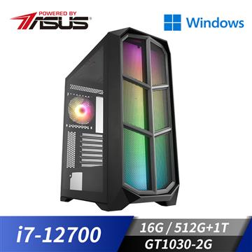 華碩平台i7十二核Win10獨顯電腦(i7-12700/B660M/16G/GT1030/512G+1T/W10)