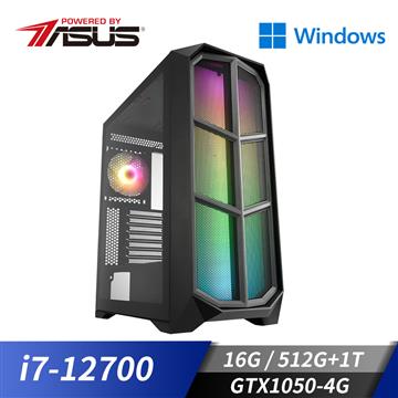 華碩平台[魔光狂士]i7十二核Win10獨顯電腦(i7-12700/B660M/16G/GTX1050Ti/512G+1T/W10)