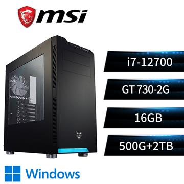 微星平台i7十二核Win10獨顯電腦(i7-12700/B660M/16G/GT730/500G+2T/W10)