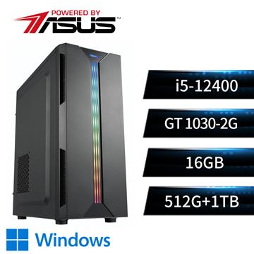 華碩平台[雷武勇士]i5六核Win10獨顯SSD電腦(i5-12400/B660M/16G/GT1030/512G+1T/W10)