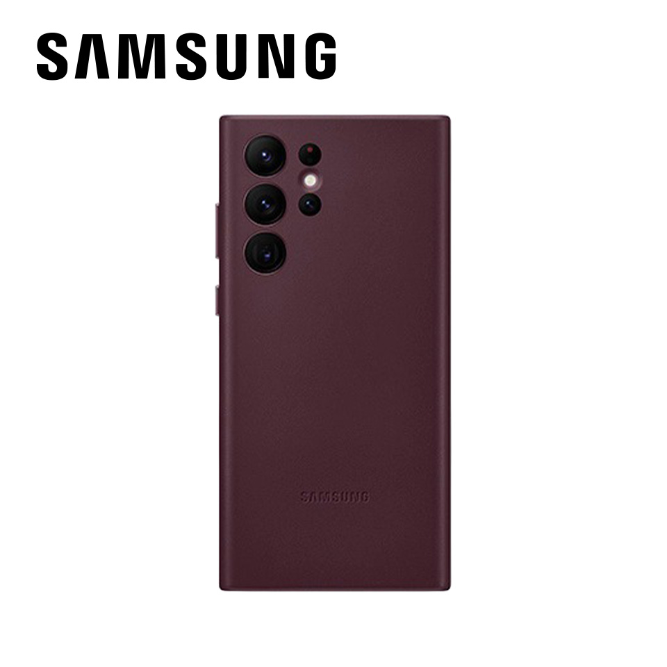 SAMSUNG Galaxy S22 Ultra 皮革背蓋 紅