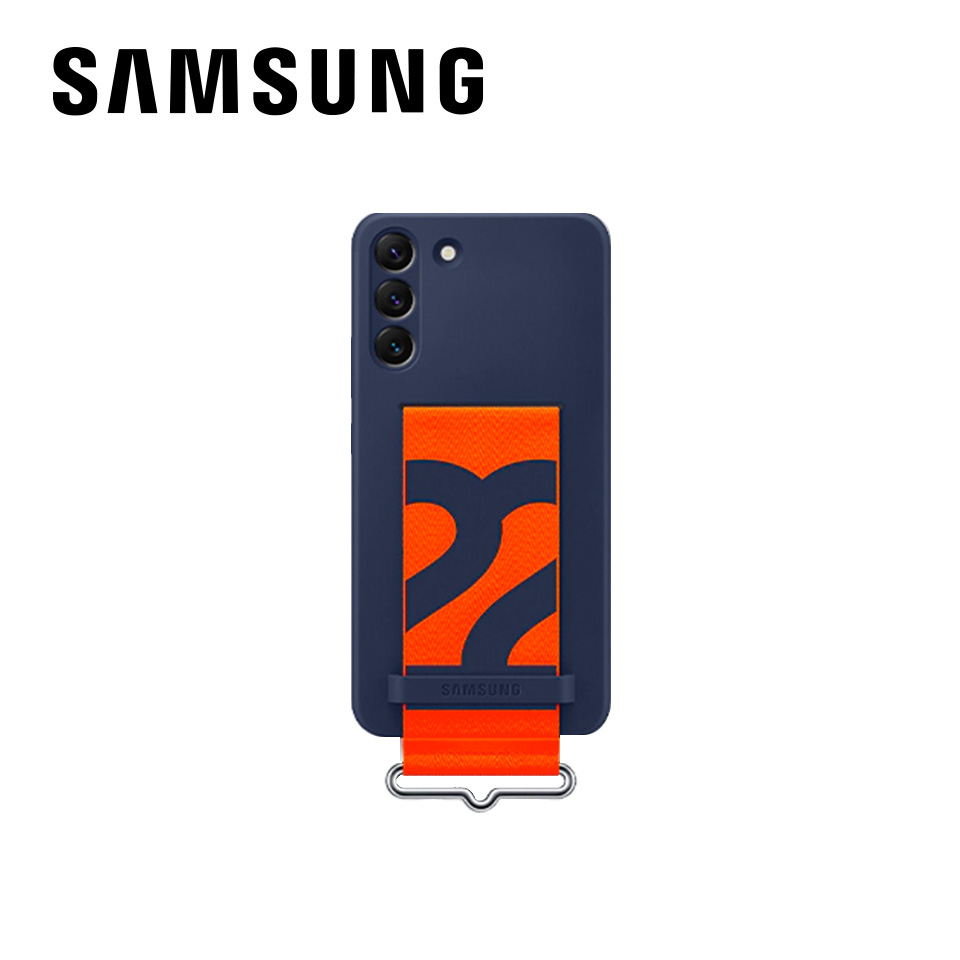 SAMSUNG S22+ 矽膠薄型背蓋(附指環帶)藍