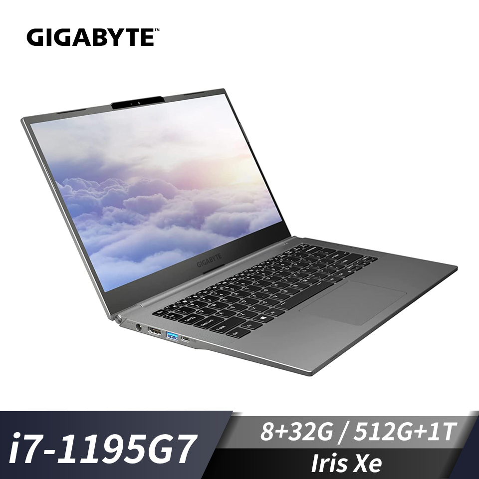 技嘉 GIGABYTE U4 UD 筆記型電腦 14"(i7-1195G7/8G+32G/512G+1T/Iris Xe/W11)銀-特仕版