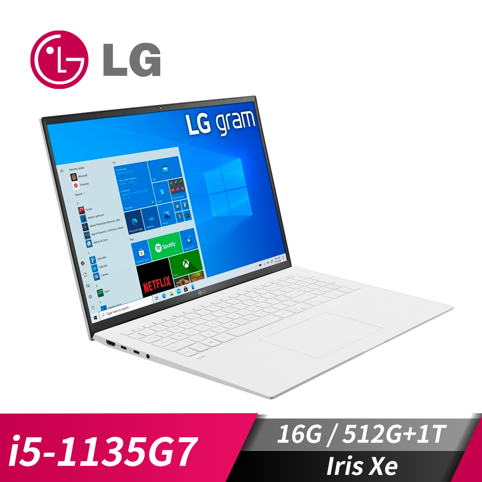 樂金 LG Gram 筆記型電腦 17"(i5-1135G7/16G/512G+1T/Iris Xe/W10)白-特仕版