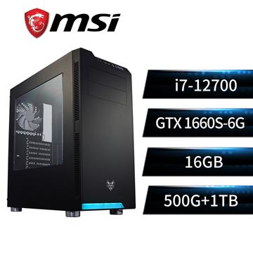 微星平台i7十二核獨顯SSD電腦(i7-12700/B660M/16G/GTX1660S/500G+1T)