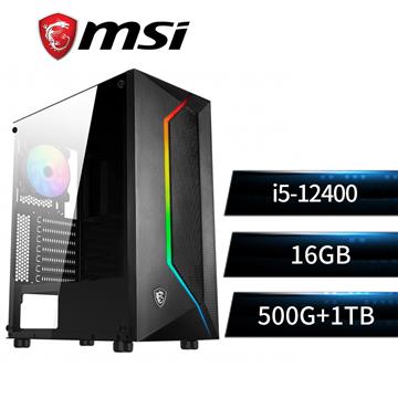 微星平台i5六核效能SSD電腦(i5-12400&#47;B660M&#47;16G&#47;500G+1T)
