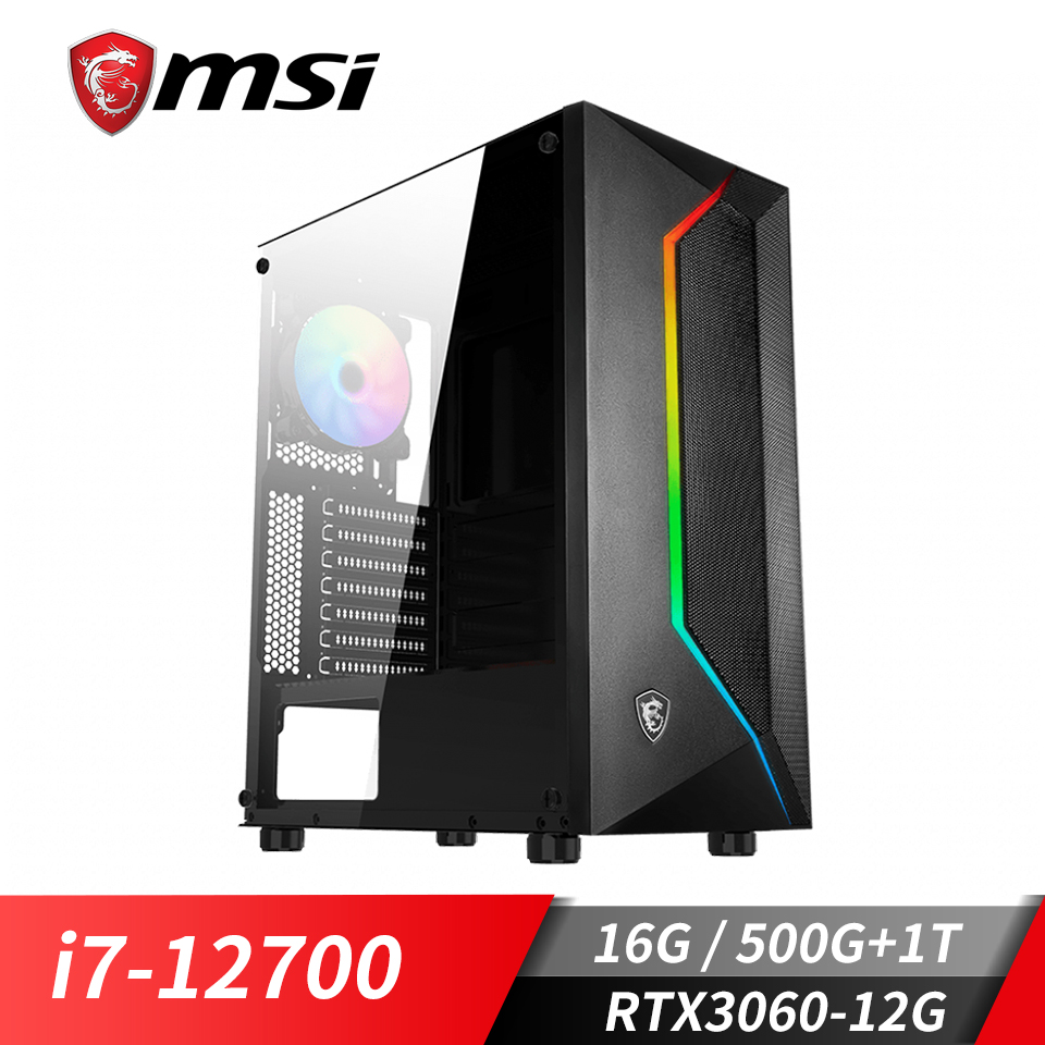 微星平台i7十二核獨顯SSD電腦(i7-12700&#47;B660M&#47;16G&#47;RTX3060&#47;500G+1T)