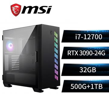 微星平台i7十二核獨顯SSD電腦(i7-12700/B660M/32G/RTX3090/500G+1T)