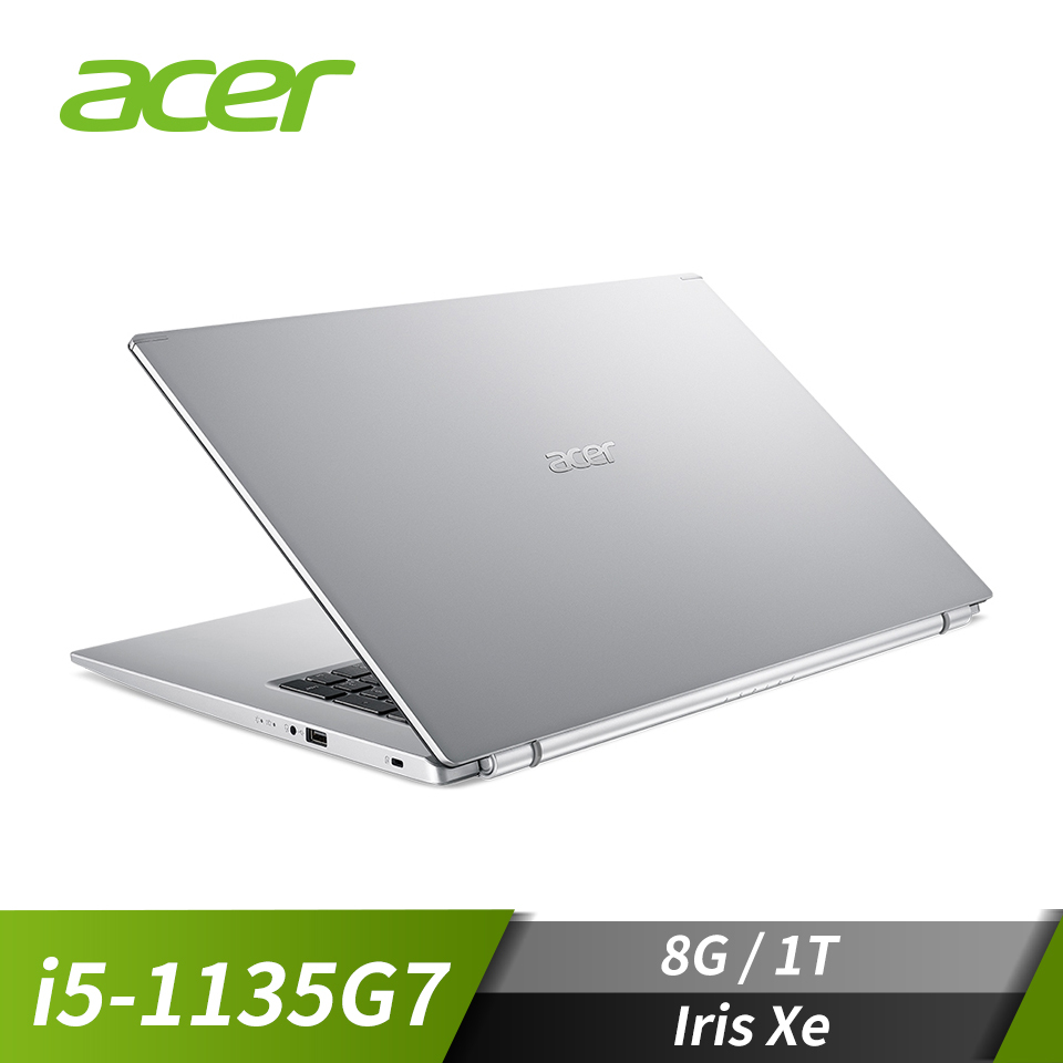 宏碁 ACER Aspire 5 筆記型電腦 14"(i5-1135G7/8G/1T/Iris Xe/W11)銀