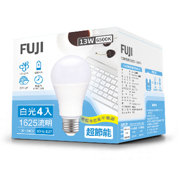 FUJI 13W LED燈泡-白光(4入)