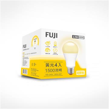 FUJI 13W LED燈泡-黃光(4入)