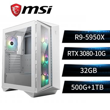 微星平台[雪焰龍皇]R9十六核獨顯SSD電腦(R9-5950X/B550/32G/RTX3080/500G+1T)