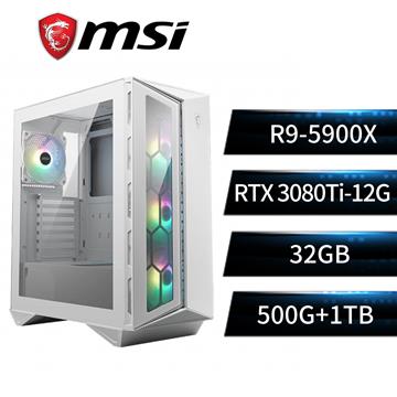 微星平台[冰焰龍帝]R9十二核獨顯SSD電腦(R9-5900X/B550/32G/RTX3080Ti/500G+1T)