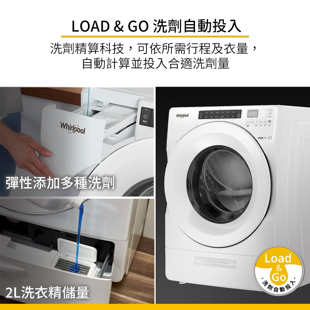 惠而浦 Whirlpool 15公斤Load&Go蒸氣洗脫烘滾筒 - 細節圖 3