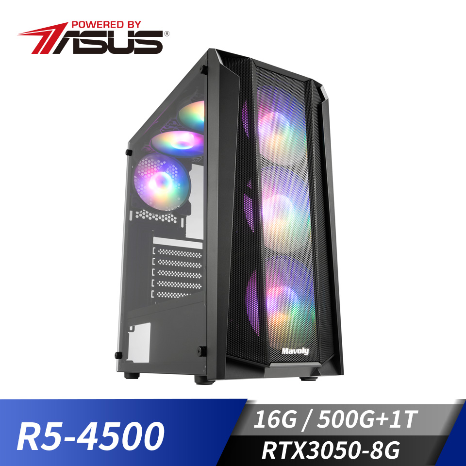 華碩平台[雲楓騎士]R5六核獨顯SSD電腦(R5-4500/B550M/16G/RTX3050/500G+1T)