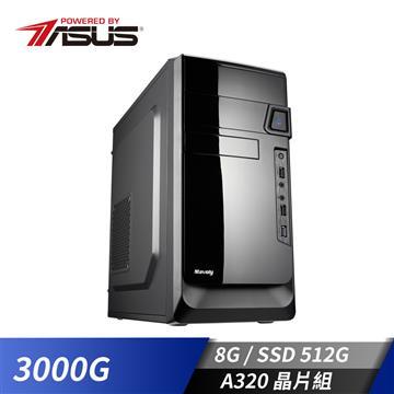 華碩平台[天空勇士]雙核效能SSD電腦(3000G/A320M/16G/512G)